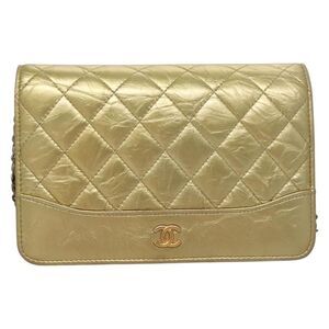 Chanel Wallet On Chain Gold Leather Wallet  (Pre-Owned)